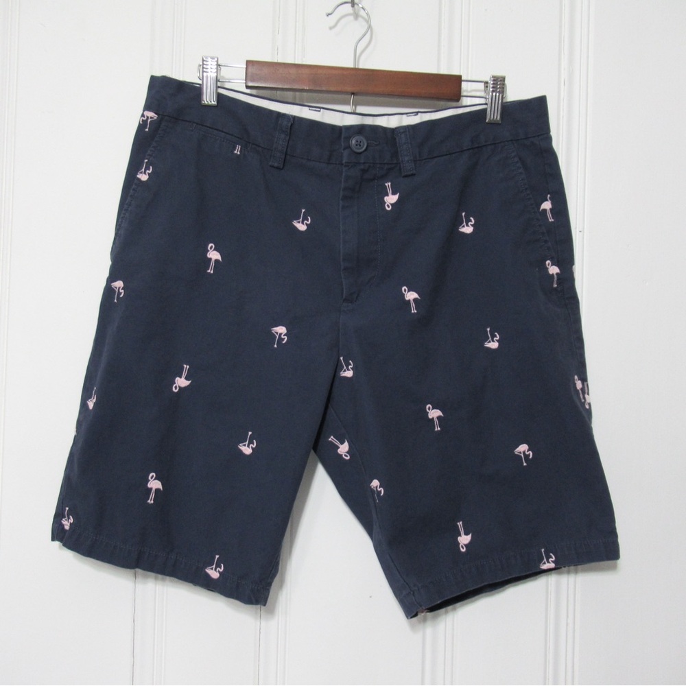 Old Navy Men’s Blue Embroidered Flamingo Shorts Size 34